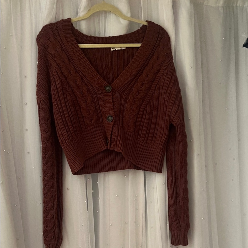 Aeropostale Maroon Cable Knit Cardigan